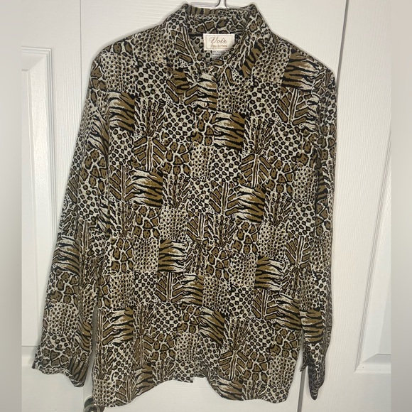 Vintage Voir Collection Animal Print Squares Blouse - Picture 3 of 5